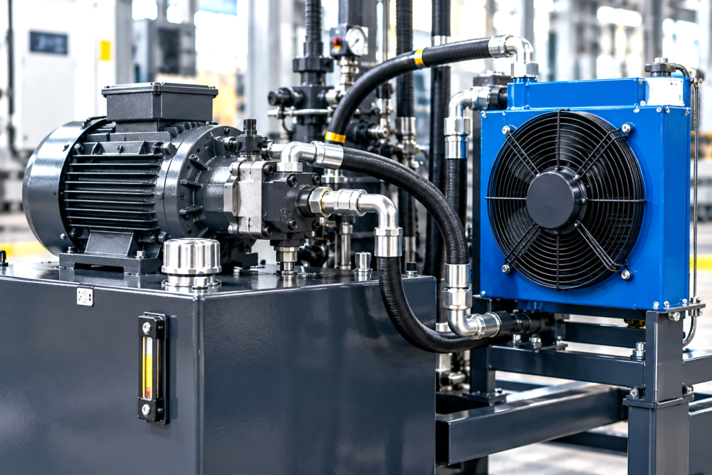 Hydraulic oil cooling system for industrial machinery